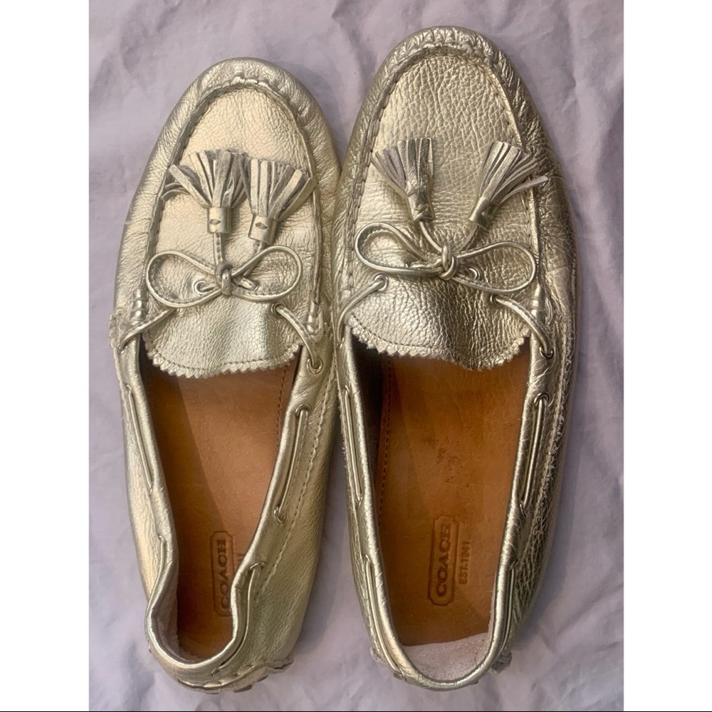 Coach “Nadia” Metallic Gold Driving Loafer / Moccasin / Boat Shoe size 10B